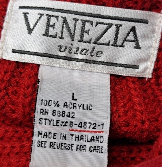 Venezia Vitale Red Full Zip Sweater   Size L - Picture 5 of 8